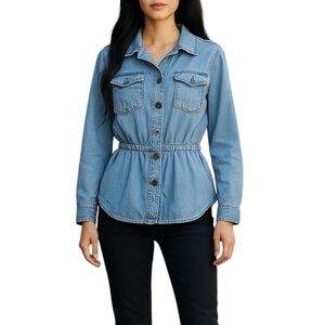 Kut From The Kloth Medium Long Waist Cinch Denim Jacket Western Casual